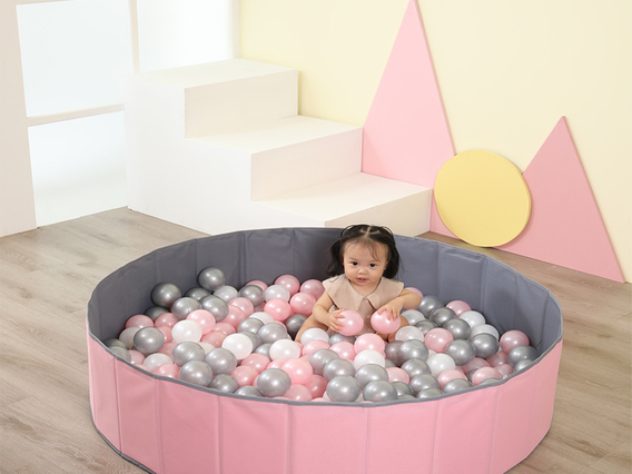 Портативная розовая складная яма с шариками для детей